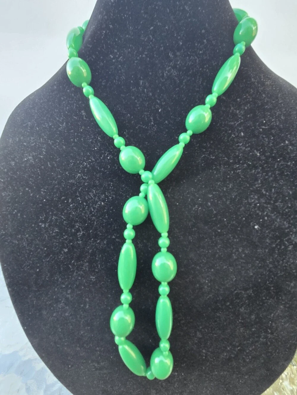 Green Plastic Multi Shaped Bead Necklace 32